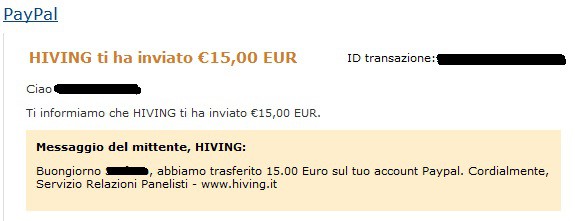 pagamento hiving