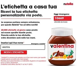 Etichette Personalizzate Nutella