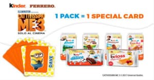 Card Stacca e Attacca Cattivissimo Me 3 Omaggio con Kinder e Ferrero