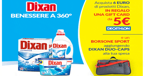 Concorso Dixan Benessere a 360° richiedi buono sconto Decathlon