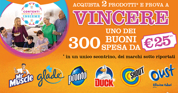 Concorso contenti e insieme Johnson vinci buoni spesa