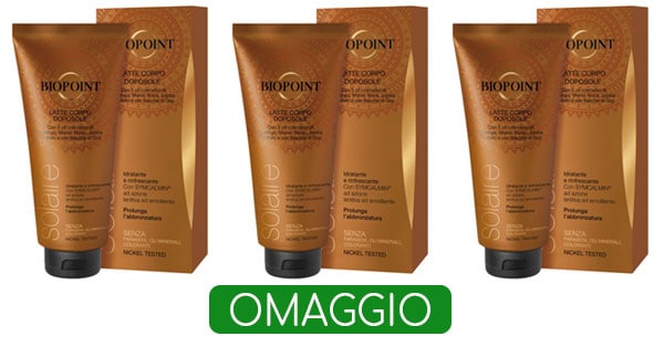 Latte corpo doposole Biopoint in omaggio