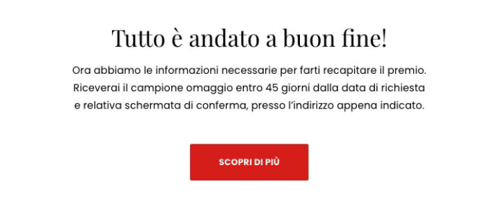 conferma richiesta campione gratuito Dixan su DonnaD