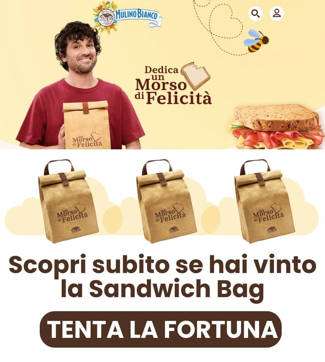 concorso mulino bianco dedica un morso di felicità e vinci una della sandwich bag Mulino bianco