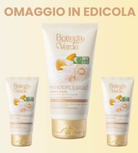 crema mani bottega verde mandorle dolci in omaggio su grazia a partire dal 2 novembre 2023