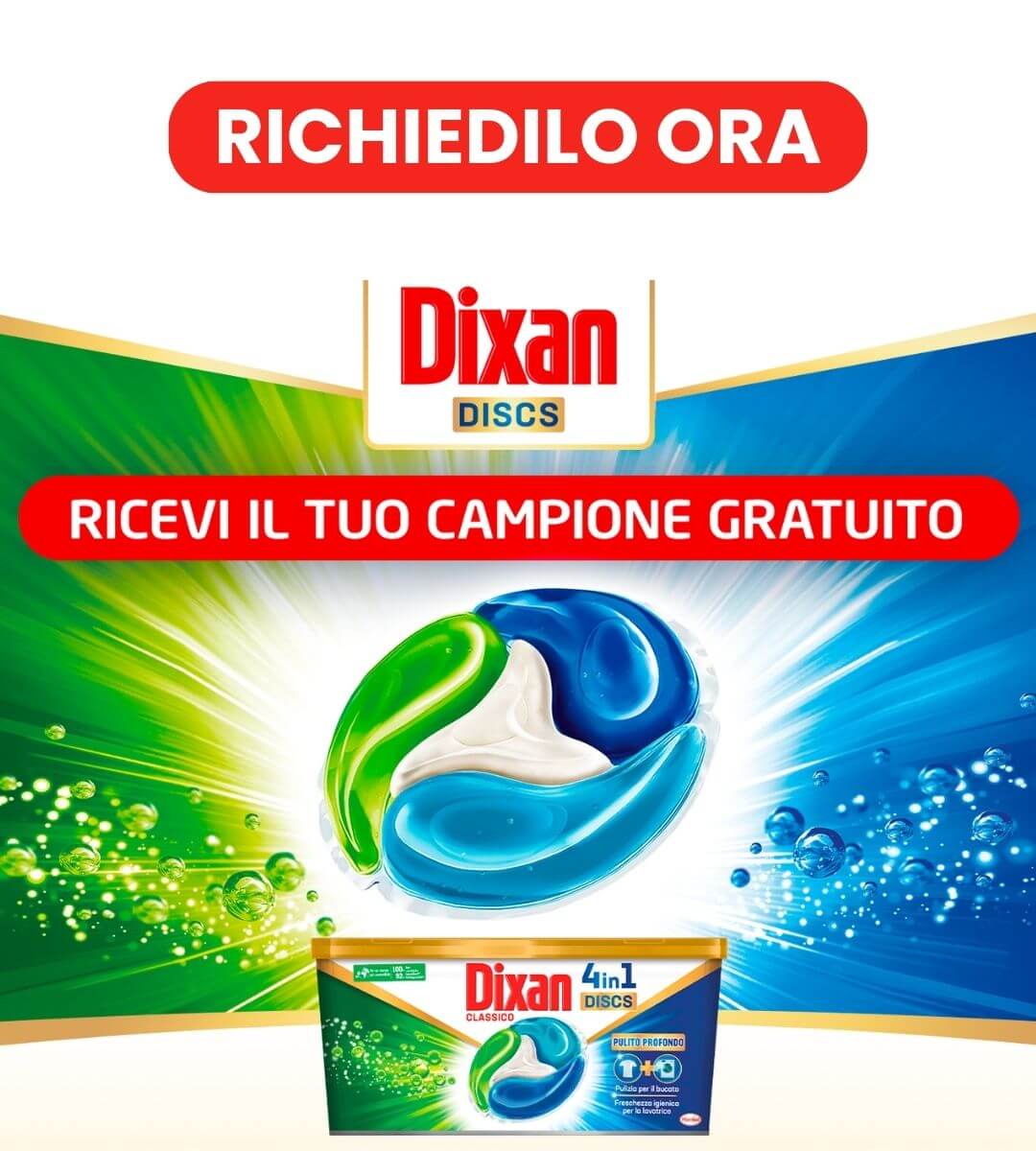 campioni omaggio dixan disc pulito profondo 4in1 su DonnaD